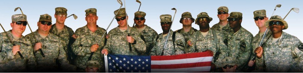 Military men with golf clubs 